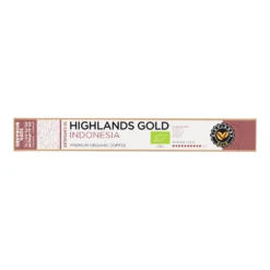 Highlands Gold - Indonesia (Organic) - 10 Cups 7 Highlands Gold - Indonesia (Organic) - 10 Cups -Koffie Winkel Highlands Gold cups 10st Indonesia front