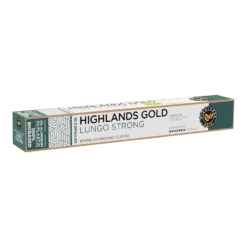 Highlands Gold - Lungo Strong (Organic) - 10 Cups -Koffie Winkel Highlands Gold cups 10st LungoStrong angled