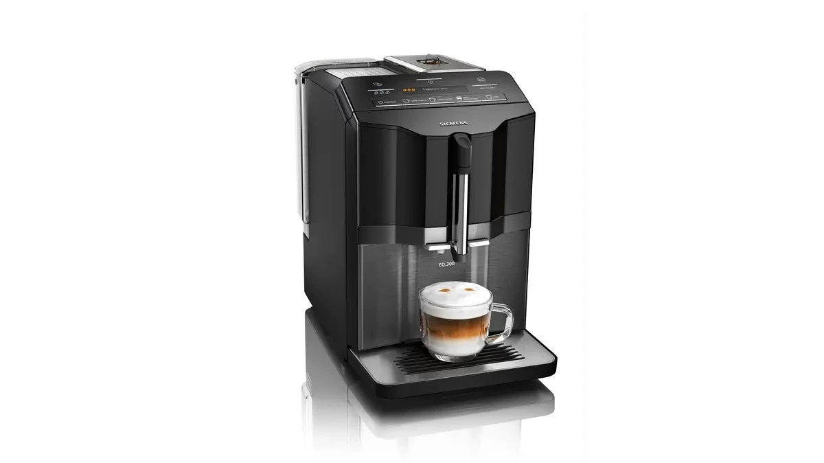Siemens EQ.300 - Dark Inox, Piano Black - TI355209RW Met €33 Gratis Koffie 1 Siemens EQ.300 - Dark Inox, Piano Black - TI355209RW Met €33 Gratis Koffie