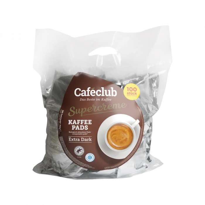 Caféclub Supercreme Extra Dark Roast Koffiepads Voordeeltas 1 Caféclub Supercreme Extra Dark Roast Koffiepads Voordeeltas