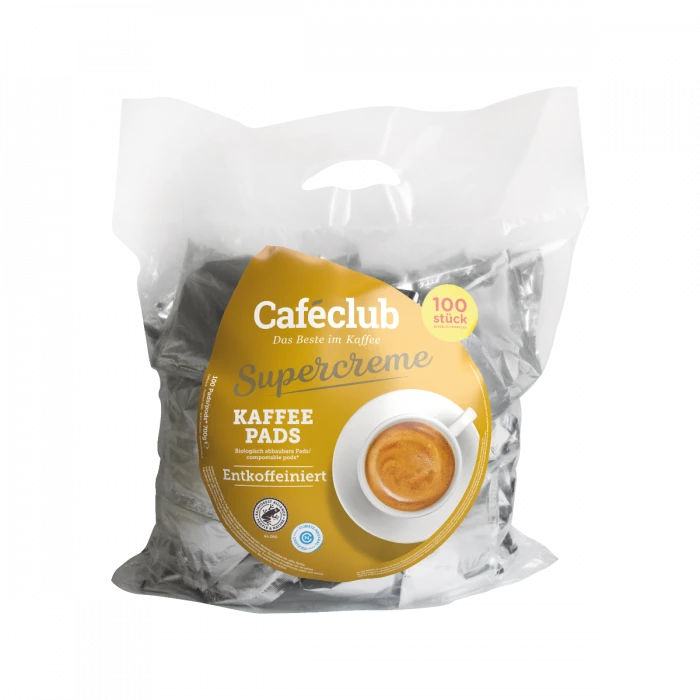 Caféclub Supercreme Koffiepads Cafeïnevrij Voordeeltas 1 Caféclub Supercreme Koffiepads Cafeïnevrij Voordeeltas