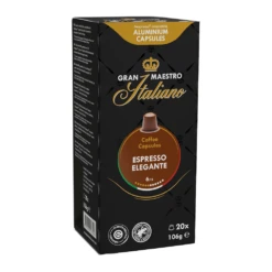 Gran Maestro Italiano - Espresso Elegante - 20 Cups -Koffie Winkel cw211632 gmi capsules 20st beyers espresso elegante angled