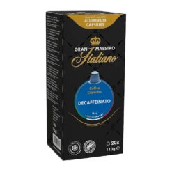 Gran Maestro Italiano - Decaffeinato - 20 Cups 9 Gran Maestro Italiano - Decaffeinato - 20 Cups -Koffie Winkel cw211636 gmi capsules 20st beyers decaffeinato angled