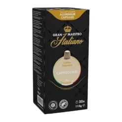 Gran Maestro Italiano - Cappuccino - 20 Cups -Koffie Winkel cw211637 gmi capsules 20st beyers cappuccino angled