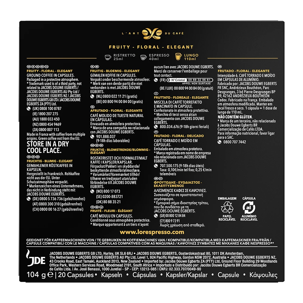 L'OR Espresso - Lungo Elegante - 20 Cups 3 L'OR Espresso - Lungo Elegante - 20 Cups - Afbeelding 3