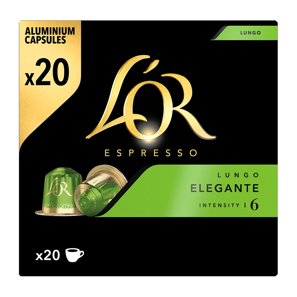 L'OR Espresso - Lungo Elegante - 20 Cups 2 L'OR Espresso - Lungo Elegante - 20 Cups - Afbeelding 2