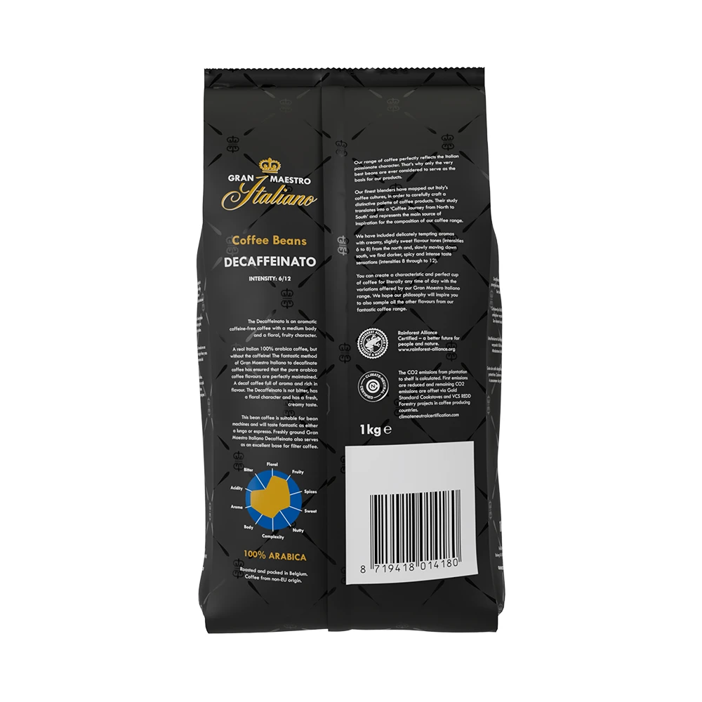 Gran Maestro Italiano Decaffeinato - Koffiebonen 1 KG 4 Gran Maestro Italiano Decaffeinato - Koffiebonen 1 KG - Afbeelding 4