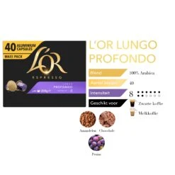 Douwe Egberts Lungo 8 Intens - 40 Koffiecups 9 Douwe Egberts Lungo 8 Intens - 40 Koffiecups -Koffie Winkel info2