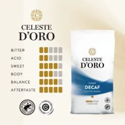 Celeste D'Oro Finest Decaf - Koffiebonen 1 KG -Koffie Winkel sfeer product cdo bonen decaf